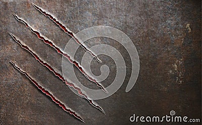 Metal scratched by beast claw marks background Stock Photo