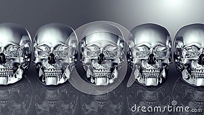 Metal scull isolated on dark background with clipping path Stock Photo