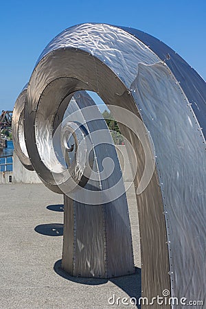 Metal Sculpture Wave Swirl Editorial Stock Photo