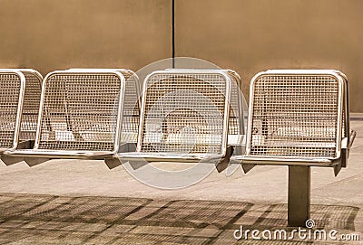 Metal Seats at Subway Station Stock Photo