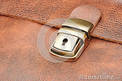 Metal security buckle leather bag Stock Photo