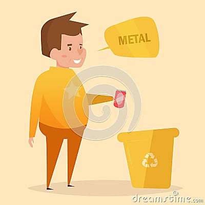 Metal. Separate sorting garbage. Vector Illustration