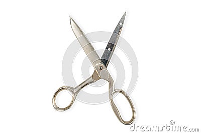 Metal sewing scissors on white Stock Photo