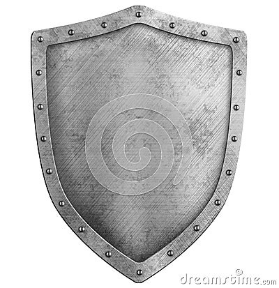 Metal shield isolated on white Stock Photo