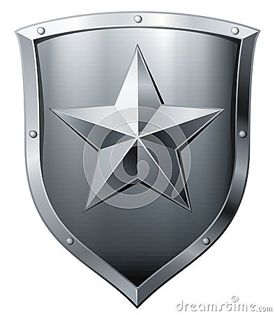 Metal shield with star Vector Illustration