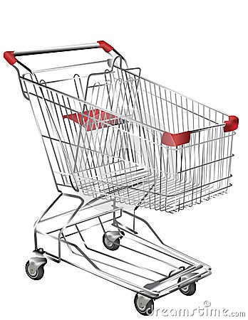 Metal shopping trolley Vector Illustration