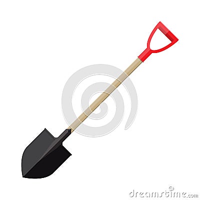 Metal shovel with plastic handle Vector Illustration