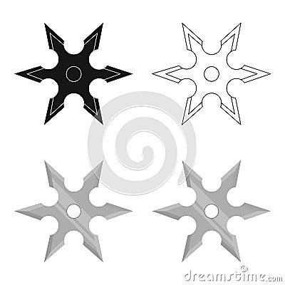 Metal shuriken icon cartoon. Single weapon icon from the big ammunition, arms set. Vector Illustration