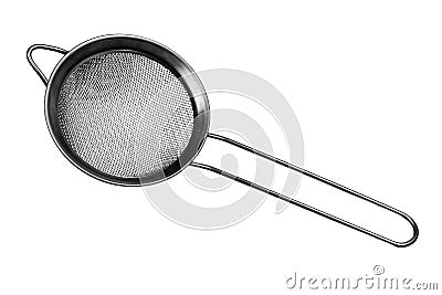 Metal sieve isolated on white background Stock Photo