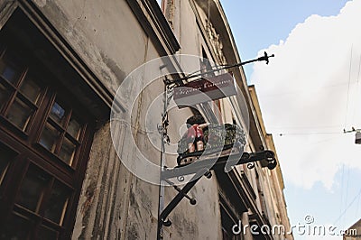 Metal sign on the house Editorial Stock Photo