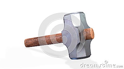 Metal sledge hammer isolated on white background Cartoon Illustration