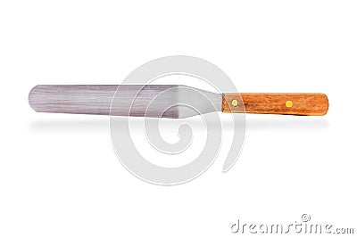 Metal spatula cake with wood handle, isolated on white background Stock Photo