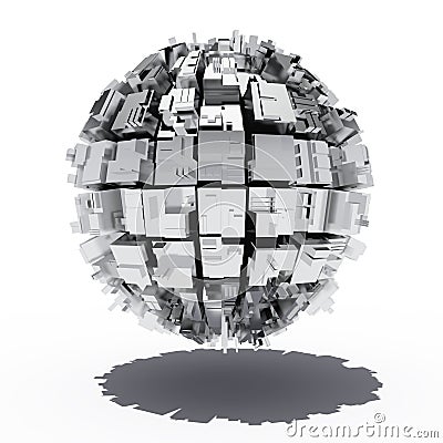 Metal sphere with geometric shapes Stock Photo