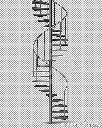 Metal spiral, helical staircase realistic vector Vector Illustration