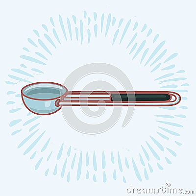 Metal spoon with clip. Braista equipment tools for making coffee Vector Illustration