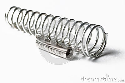 Metal spring isolated on white background Stock Photo