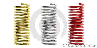 Metal springs on white background. 3d illustration Cartoon Illustration