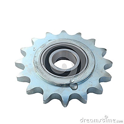 Metal sprocket chain. Isolated on white. Stock Photo