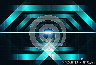 Metal squares shape concept light shiny technology concept geometric futuristic blending neon lines with grid block abstract back Vector Illustration