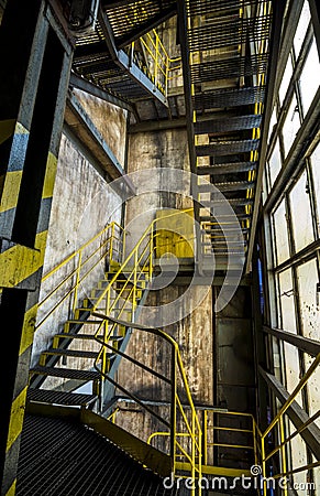 Metal stairs in factory Stock Photo