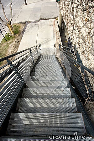 Metal Stairs Going Down Stock Photo