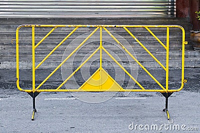 Metal Stand Barrier Yellow Stock Photo