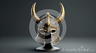 a metal statue of a horned animal Stock Photo