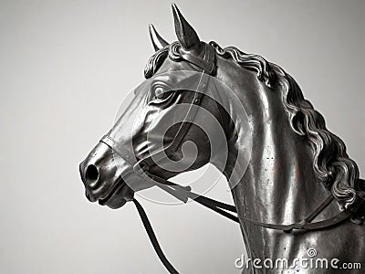 metal statue horse head side view Stock Photo