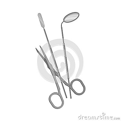 Metal Stomatological Tools with Mouth Mirror and Pair of Scissors Vector Illustration Vector Illustration