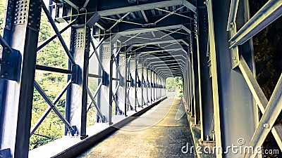 Metal structure corridor in mountain Stock Photo