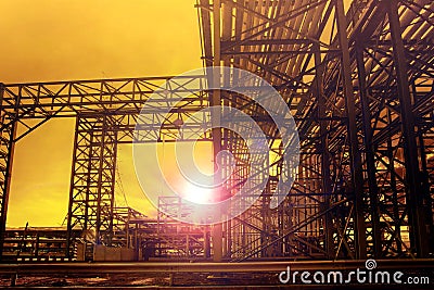 Metal structure of industry chemical tube in heavy industrial es Stock Photo