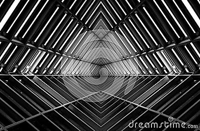 Metal structure similar to spaceship interior in black and white Stock Photo