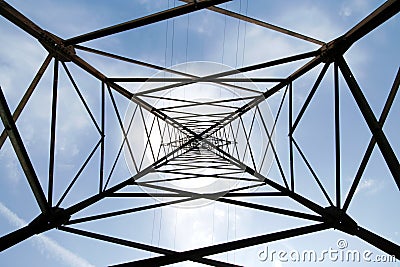 Metal support of an electric transmission line Stock Photo