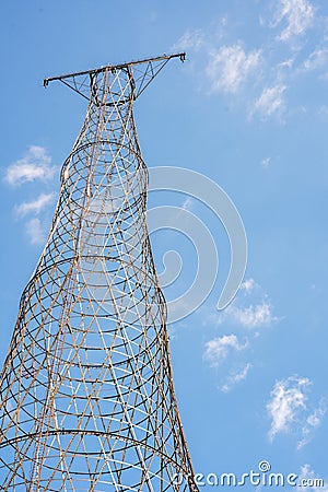 Metal support of the hyperboloid power transmission line Shukhov, Nizhny Novgorod region Stock Photo