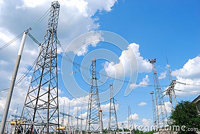 Metal support with wires Stock Photo