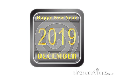 Metal volume plate with New year`s greetings 2019 Stock Photo