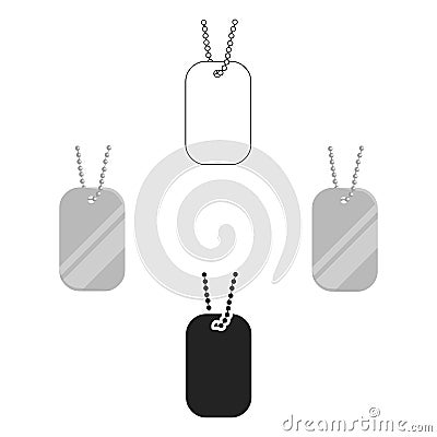 Metal tags hanging on a chain icon cartoon,black. Single weapon icon from the big ammunition, arms set. Vector Illustration