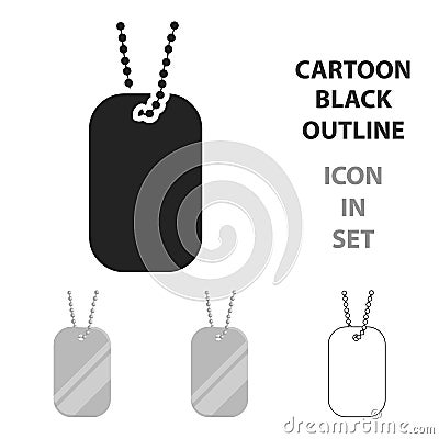 Metal tags hanging on a chain icon cartoon. Single weapon icon from the big ammunition, arms set. Vector Illustration