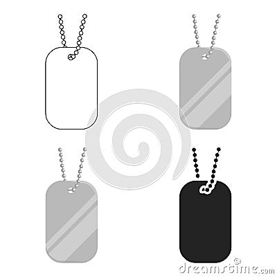 Metal tags hanging on a chain icon cartoon. Single weapon icon from the big ammunition, arms set. Vector Illustration