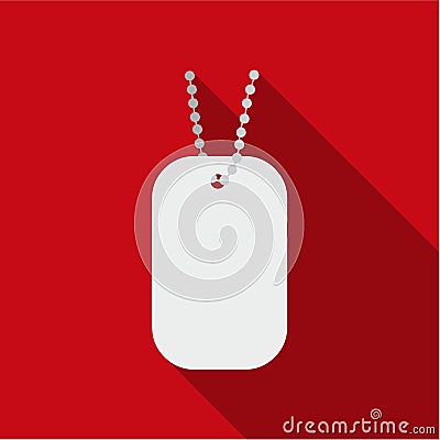 Metal tags hanging on a chain icon flate. Single weapon icon from the big ammunition, arms set. Vector Illustration