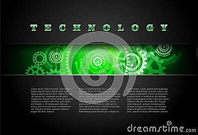 Metal Technology Panel With Glowing Gears vector Vector Illustration