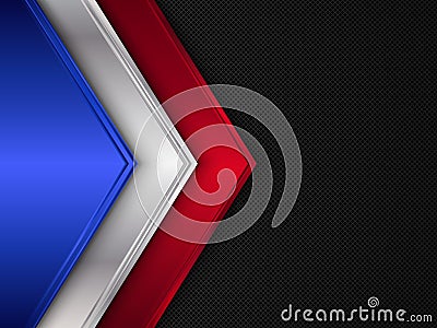 Metal texture background. Vector metallic banner. Abstract France flag Vector Illustration