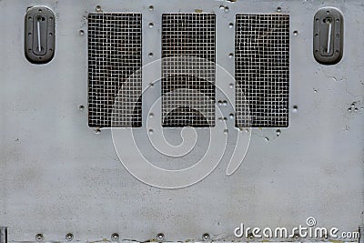 Metal texture of military equipment. steampunk background Stock Photo