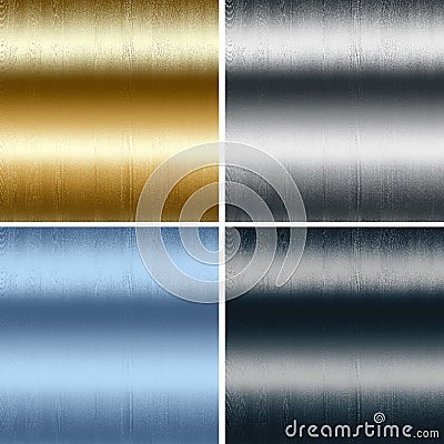 Metal textures collection, gold silver blue black Stock Photo