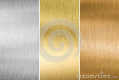 Metal textures gold, silver and bronze Stock Photo