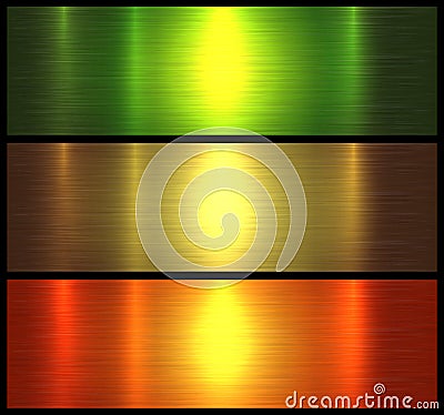 Metal textures shiny orange green Vector Illustration