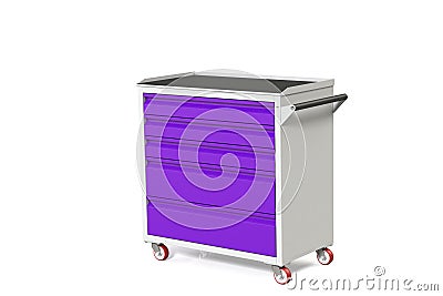 Metal tool cabinet on wheels with drawers. A convenient place for storing tools and spare parts. Metal furniture. 3D-model render Stock Photo