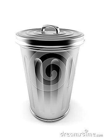 Metal trash can Stock Photo