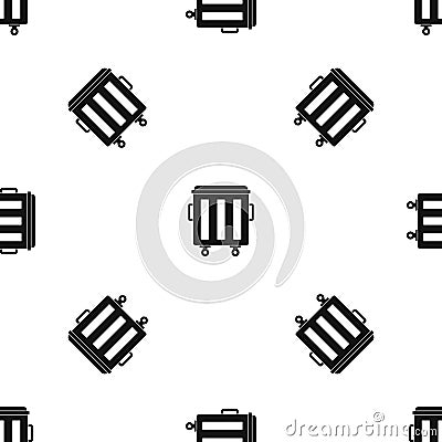 Metal trashcan pattern seamless black Vector Illustration