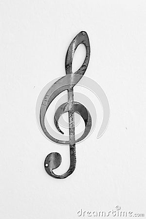 Metal treble clef Stock Photo